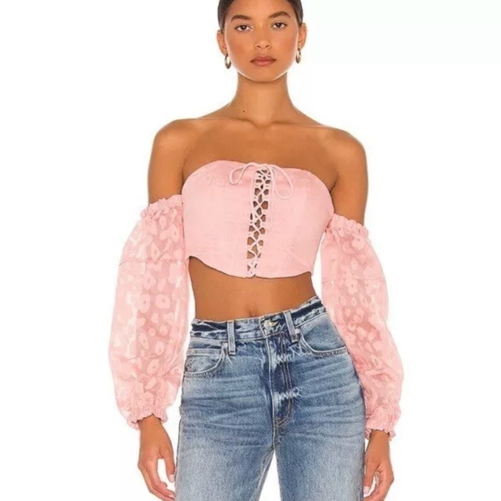 NWT NBD Fauna Off Shoulder Top in Blush Pink Size Small Retail Price $168